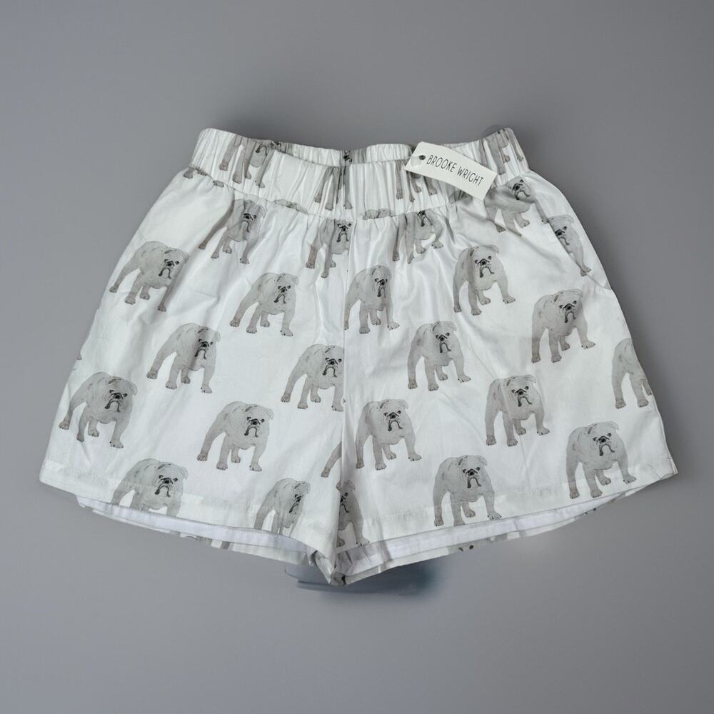 NWT Brooke Wright Shorts Pet Dog Bulldog Print Size Small Lined Lounge